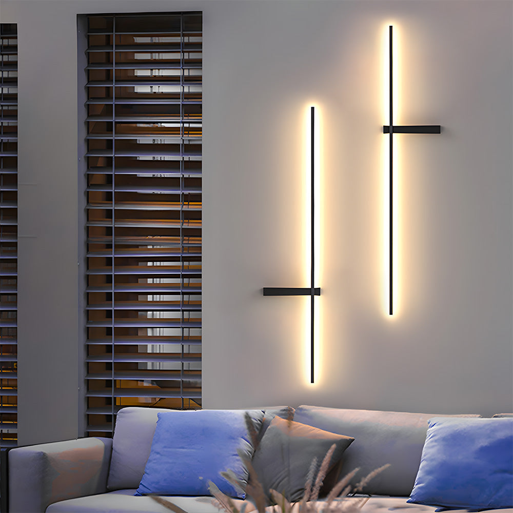 IP54 Modern Long Strip Entrance Black Outdoor LED Wall Lights