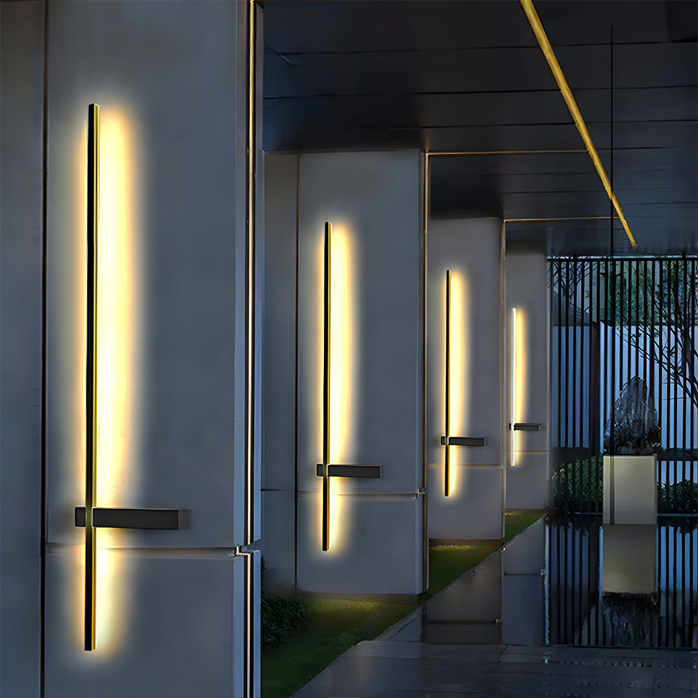 IP54 Modern Long Strip Entrance Black Outdoor LED Wall Lights