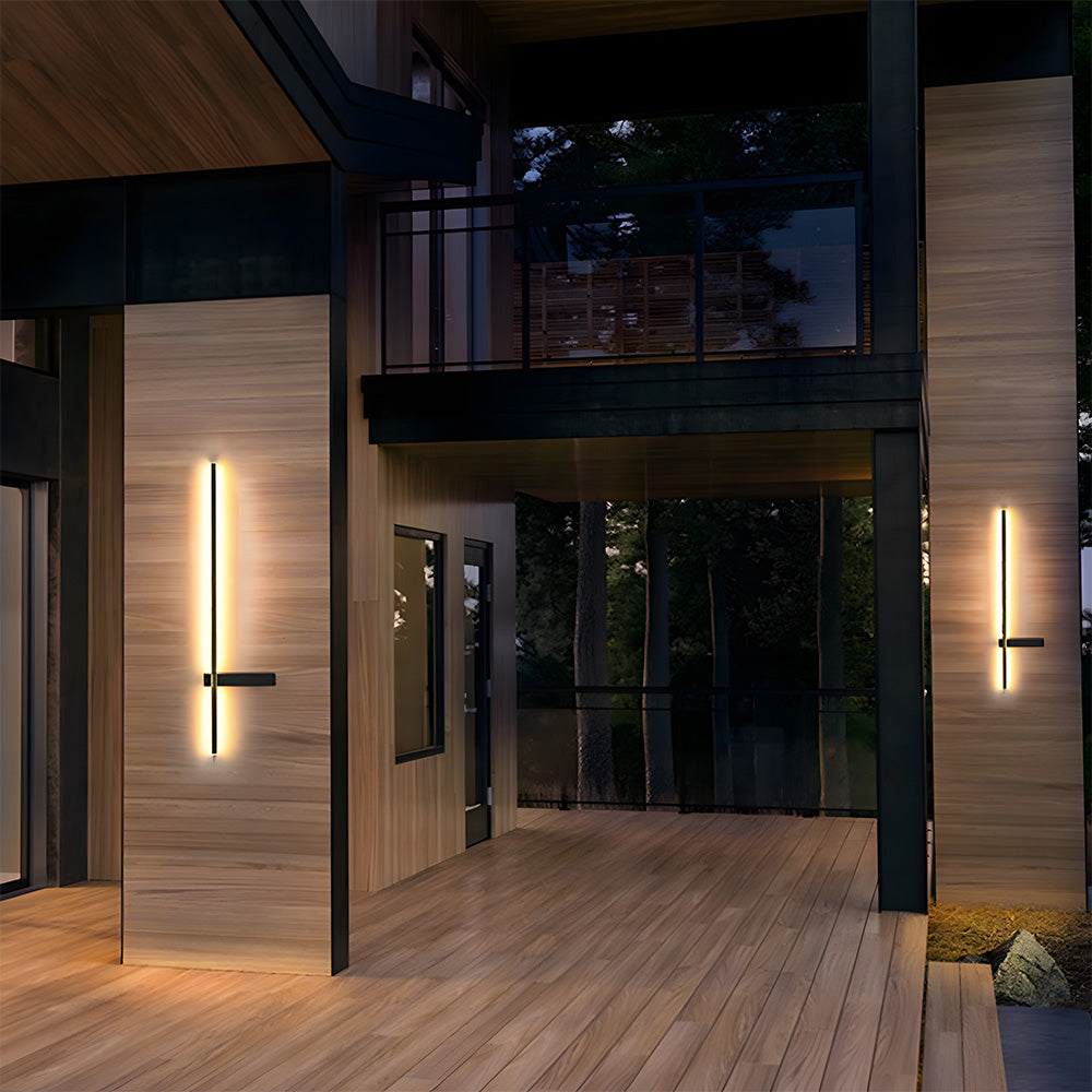 IP54 Modern Long Strip Entrance Black Outdoor LED Wall Lights