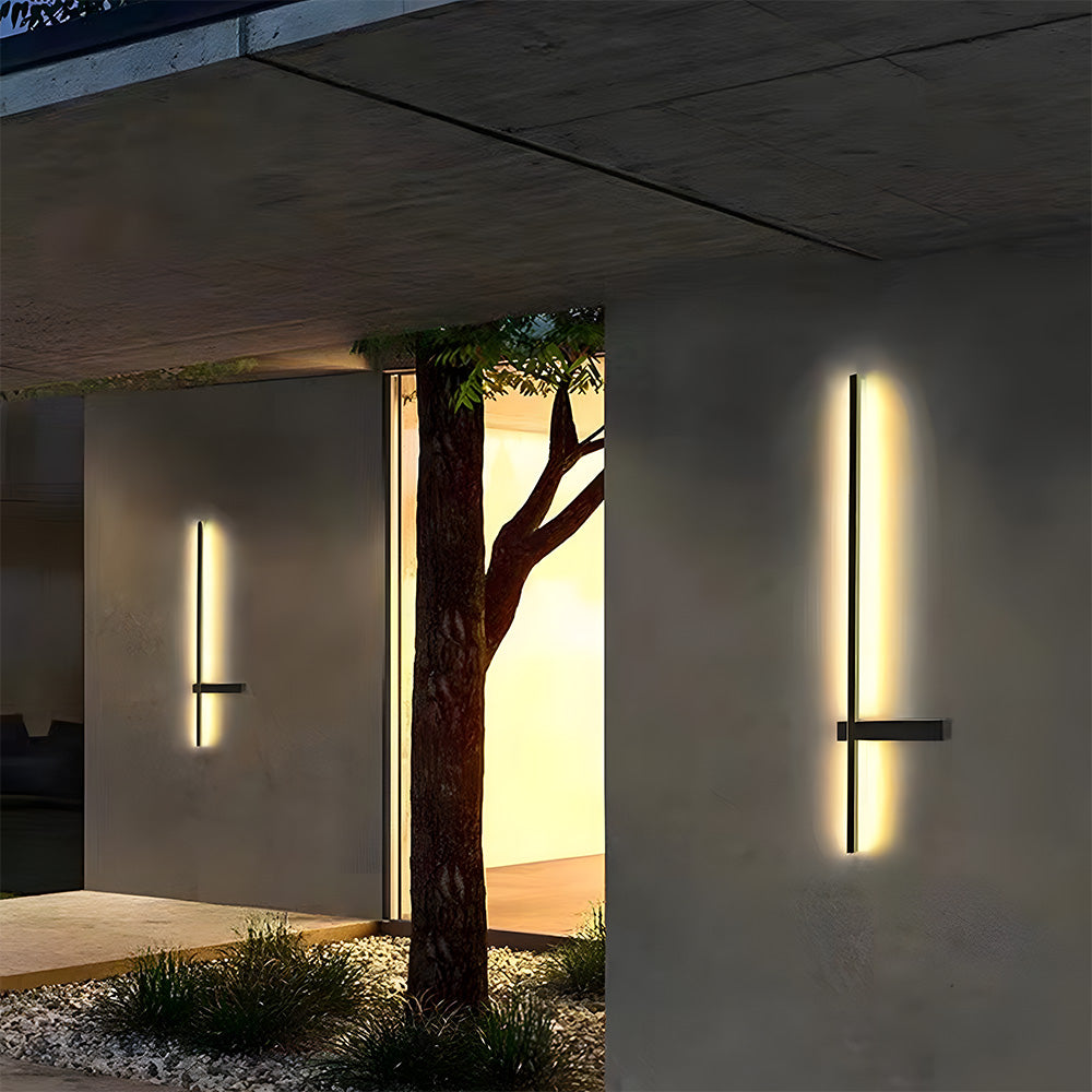 IP54 Modern Long Strip Entrance Black Outdoor LED Wall Lights