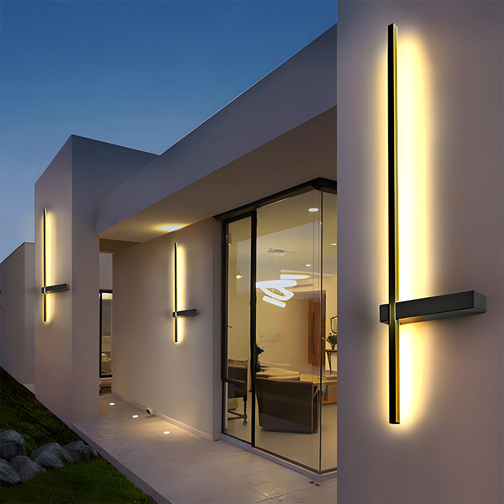 IP54 Modern Long Strip Entrance Black Outdoor LED Wall Lights