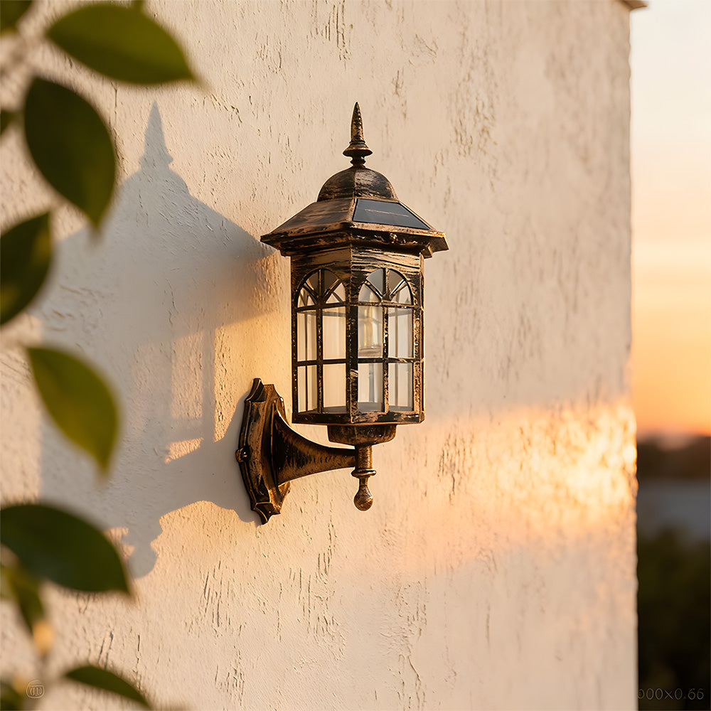 IP44 External Solar Wall Lights, 3 Mode Sensor Solar Wall Lamp for Patio Fence Garden Decor