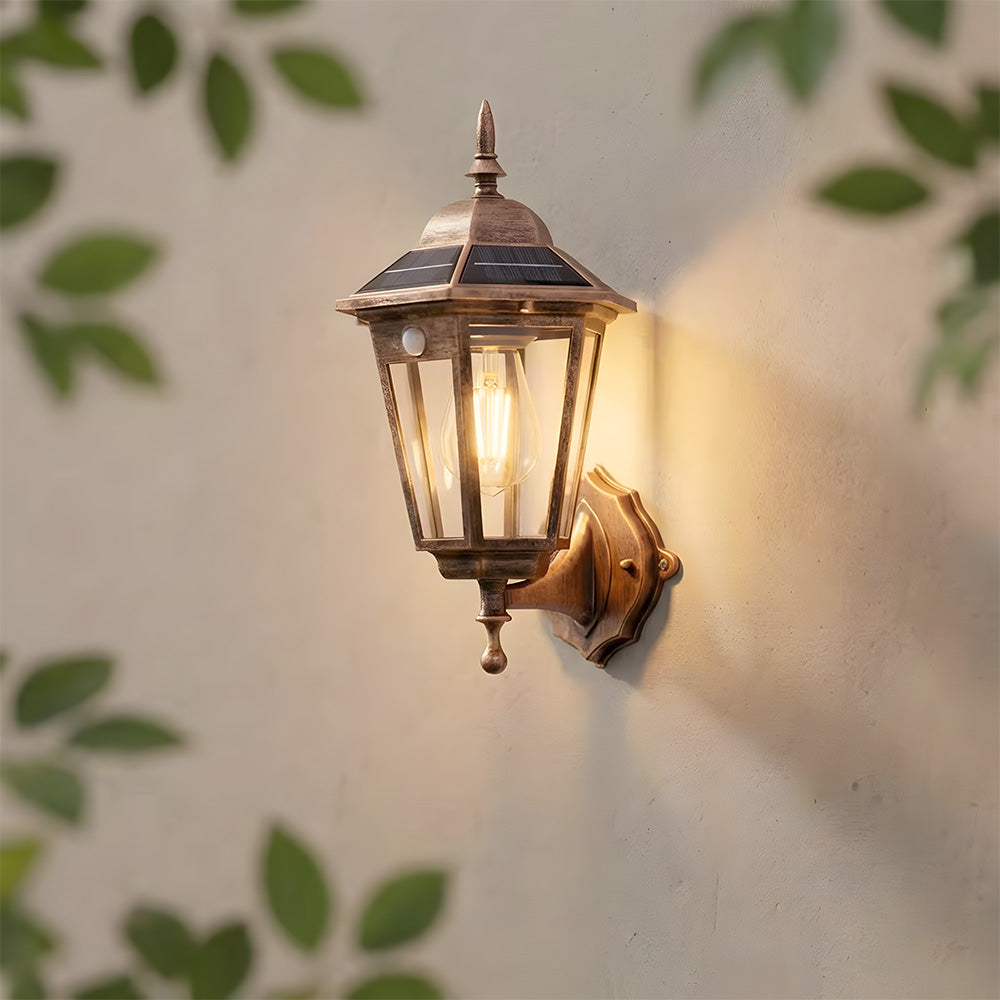 IP44 External Solar Wall Lights, 3 Mode Sensor Solar Wall Lamp for Patio Fence Garden Decor