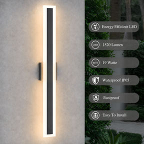 IP65 Linear Vertical Black Hardware Acrylic LED Wall Lights for Garden