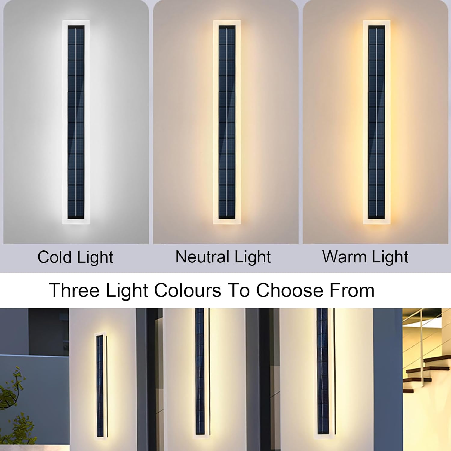 IP65 Solar Outdoor Wall Lights Exterior Garden Courtyard Villa Front Door Lighting, Dusk-to-Dawn