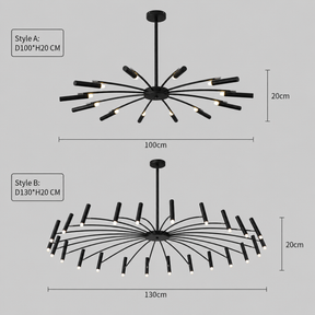 Modern Radial Multi-Light Iron Ceiling Light for Living Room