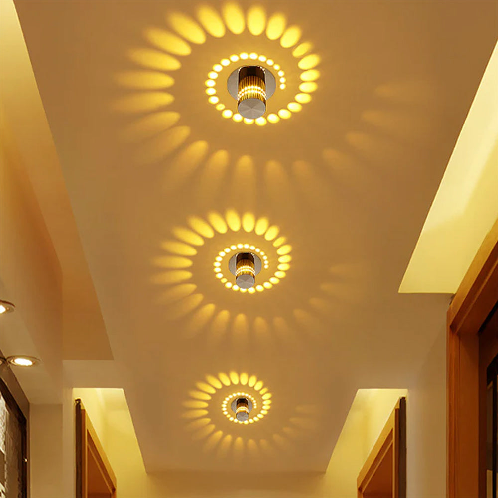 Stylish Indoor Spiral Aluminum RGB LED Wall Lights For Living Room