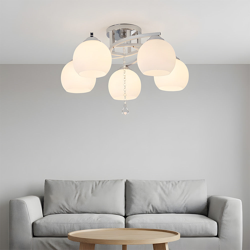 Modern Glass Ball Shade 3/5-Light Semi Flush Ceiling Lights for Living Room