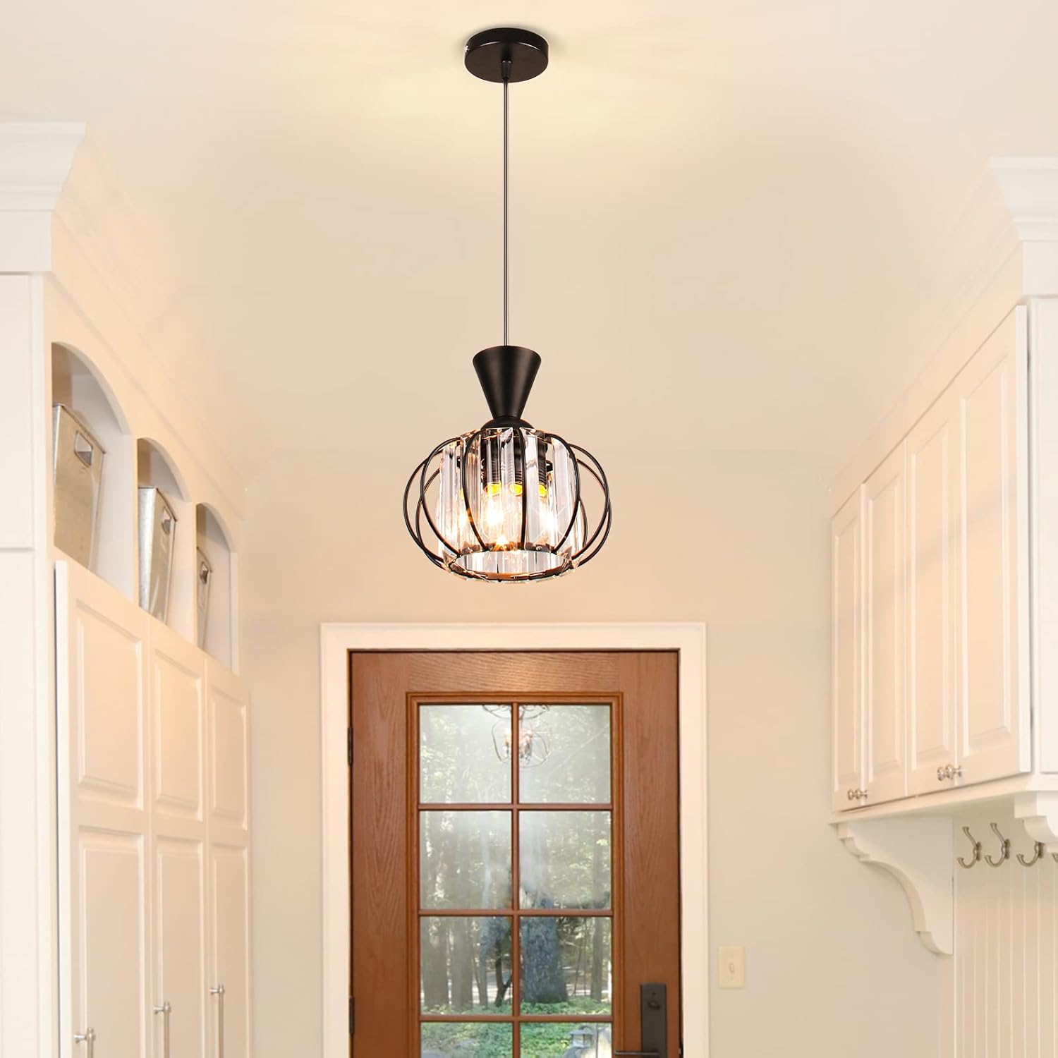 Crystal Pendant Light Shade Hanging Light for Hallway Kitchen