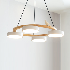 Modern Wood Bird Pendant Lights Creative LED Chandelier for Living Room, Dinning Area