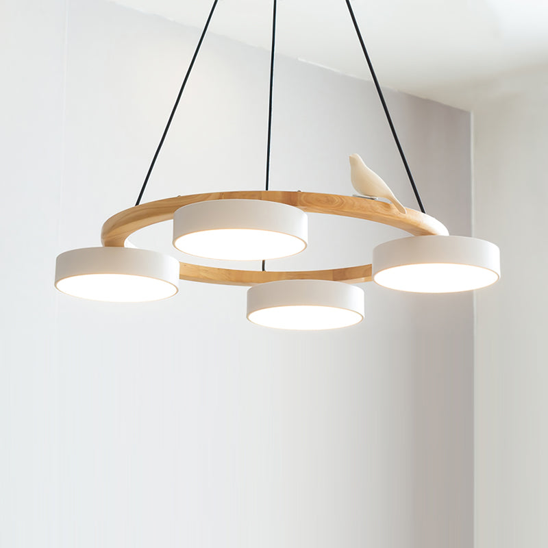 Modern Wood Bird Pendant Lights Creative LED Chandelier for Living Room, Dinning Area