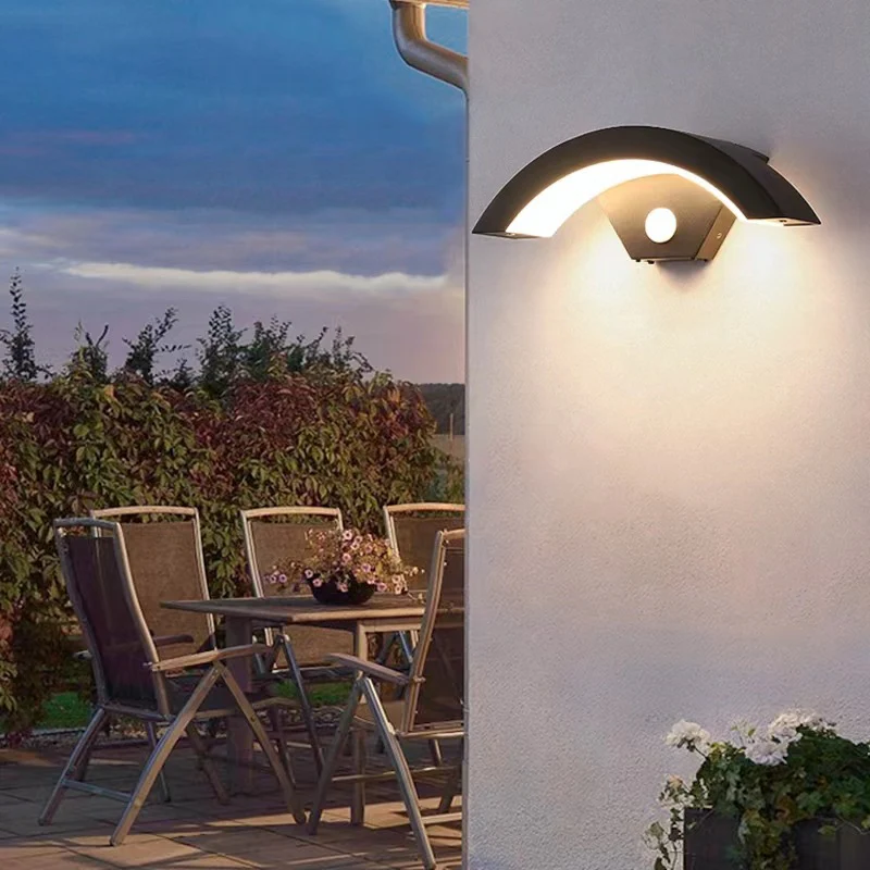 IP65 Modern PIR Outdoor Wall Light Waterproof Garden Wall Lamp