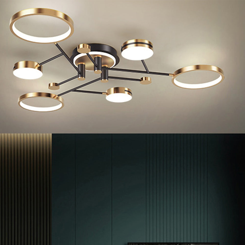 Circles Creative LED Gold Living Room Ceiling Light