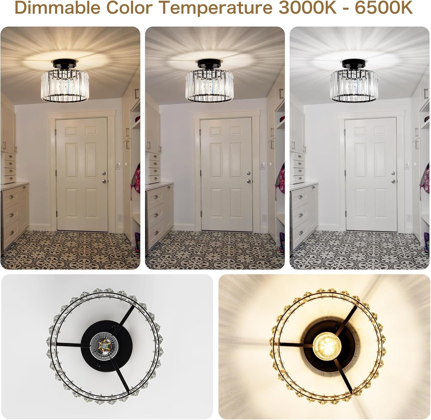 Luxury Crystal Semi-flush Mount Ceiling Light