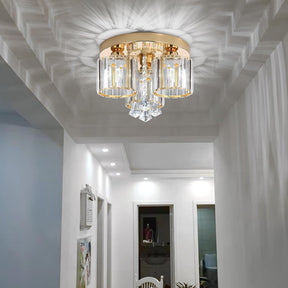 Crystal Modern Ceiling Light with Cylinder Crystal Shade for Living Room