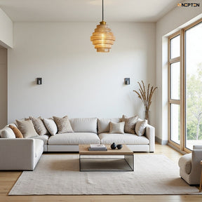 Antique Stripped Glass Brass Pendant Light