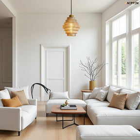 Antique Stripped Glass Brass Pendant Light