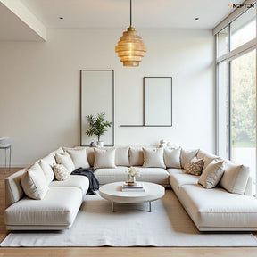 Antique Stripped Glass Brass Pendant Light