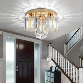 Crystal Modern Ceiling Light with Cylinder Crystal Shade for Living Room