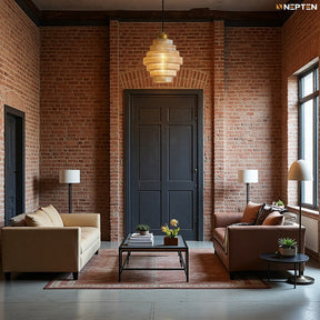 Antique Stripped Glass Brass Pendant Light