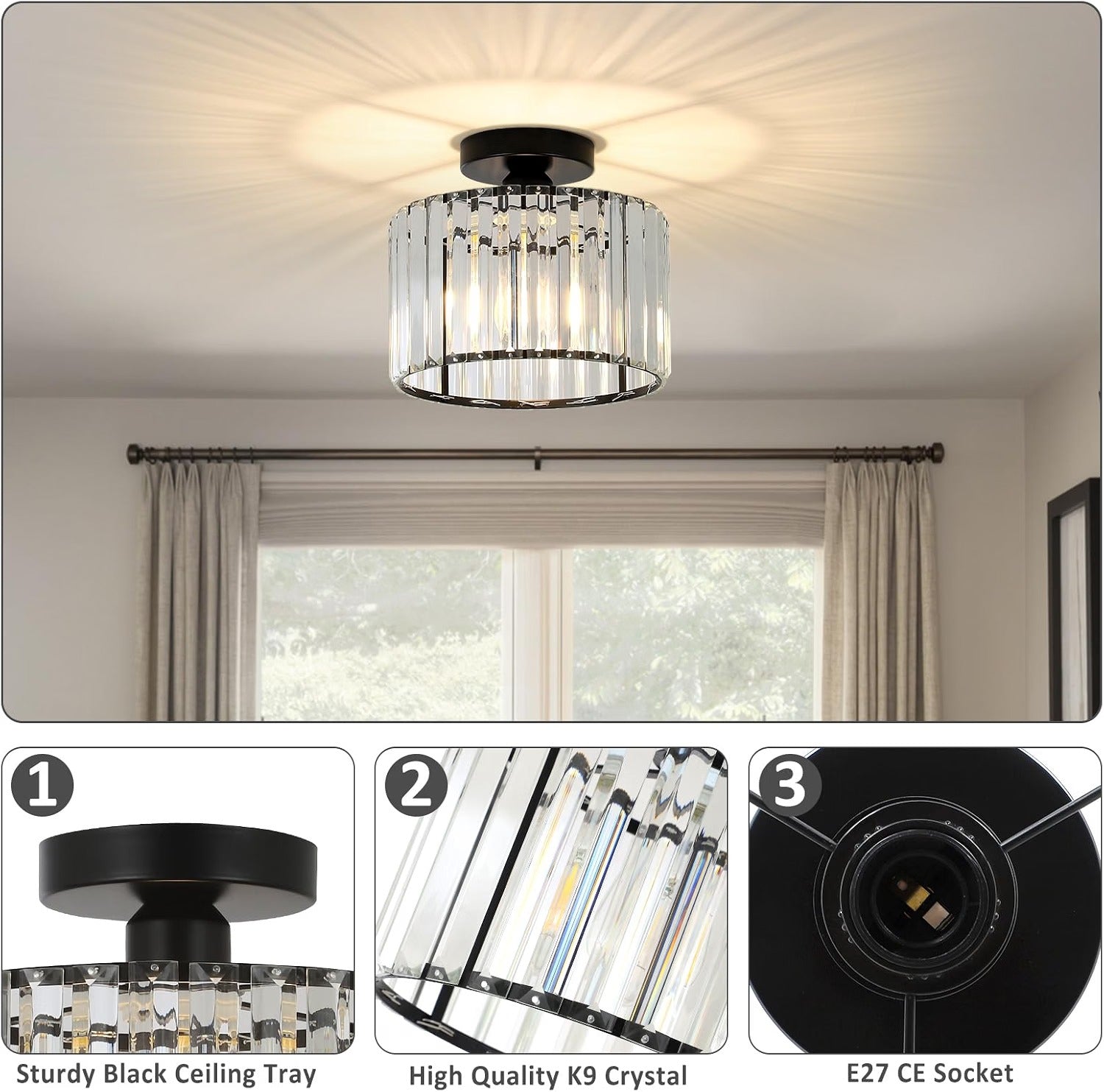 Luna Crystal Drum Ceiling Light