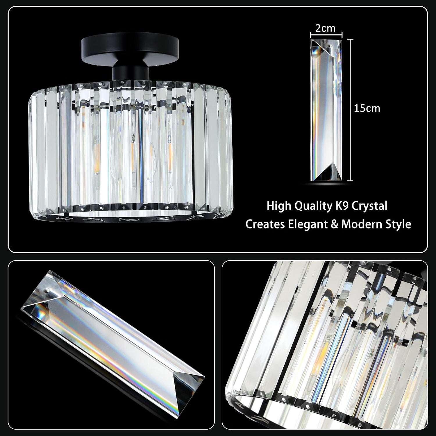 Luna Crystal Drum Ceiling Light