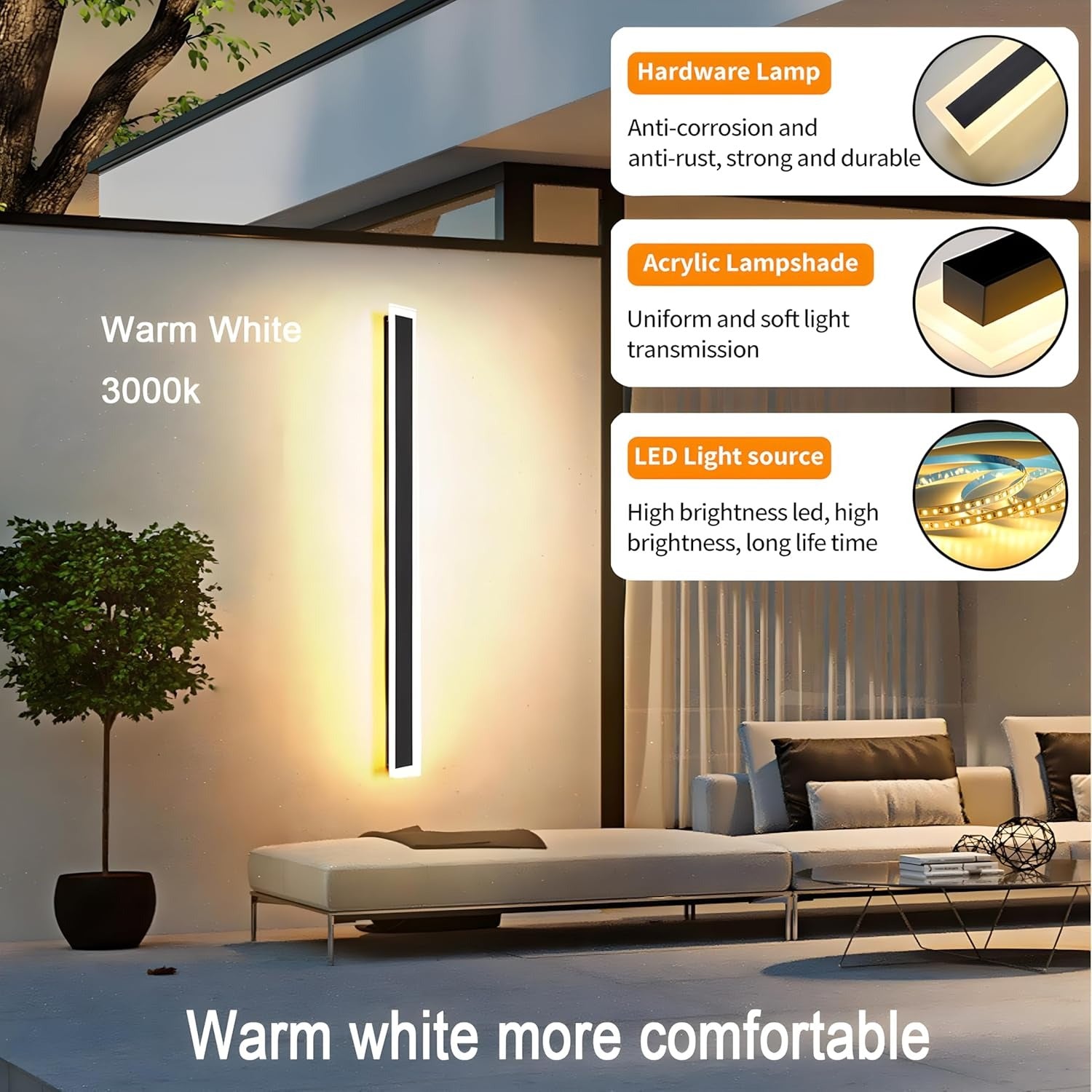 IP65 Modern Minimalism Decor Acrylic Black Outdoor LED Wall Lights