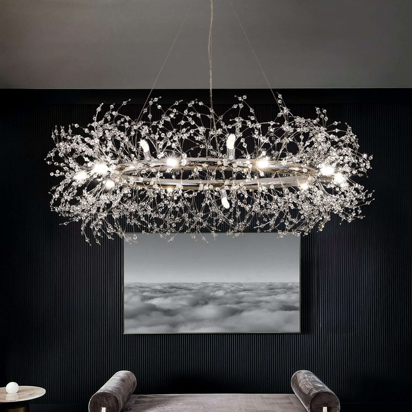 Modern Luxury Crystal Ring Chandelier for Living Room Dining Room