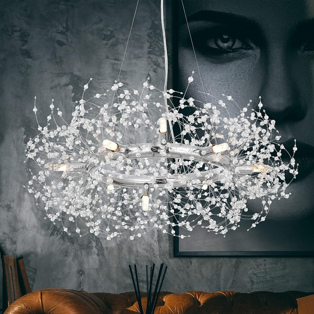 Modern Luxury Crystal Ring Chandelier for Living Room Dining Room