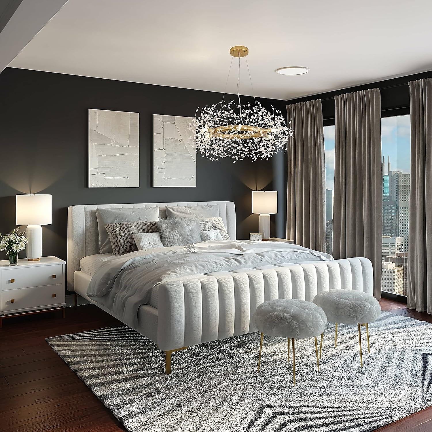 Modern Luxury Crystal Ring Chandelier for Living Room Dining Room
