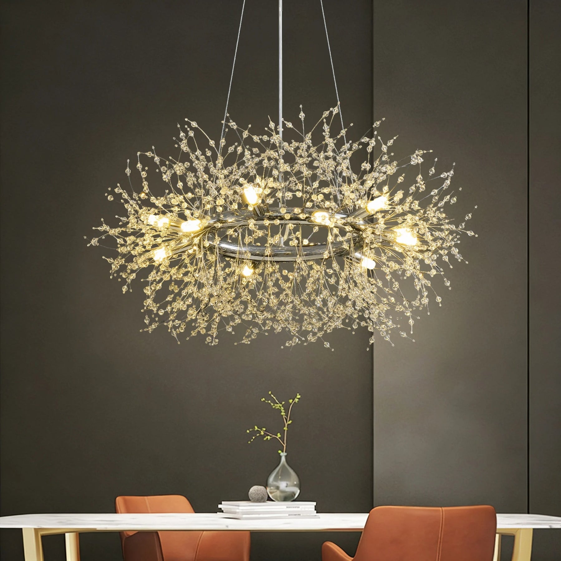 Modern Luxury Crystal Ring Chandelier for Living Room Dining Room