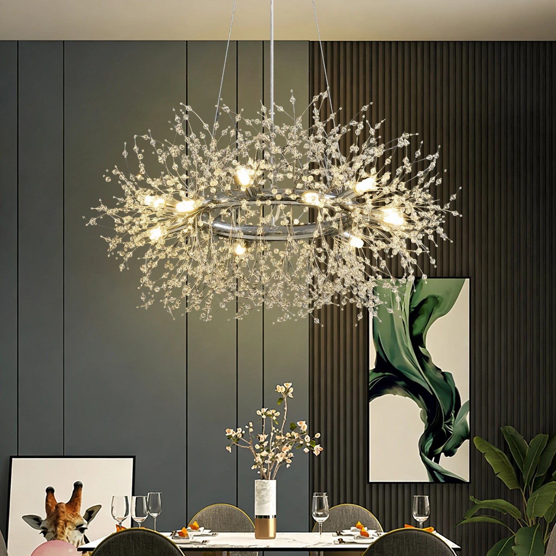 Modern Luxury Crystal Ring Chandelier for Living Room Dining Room