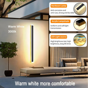IP65 Modern Minimalism Decor Acrylic Black Outdoor LED Wall Lights