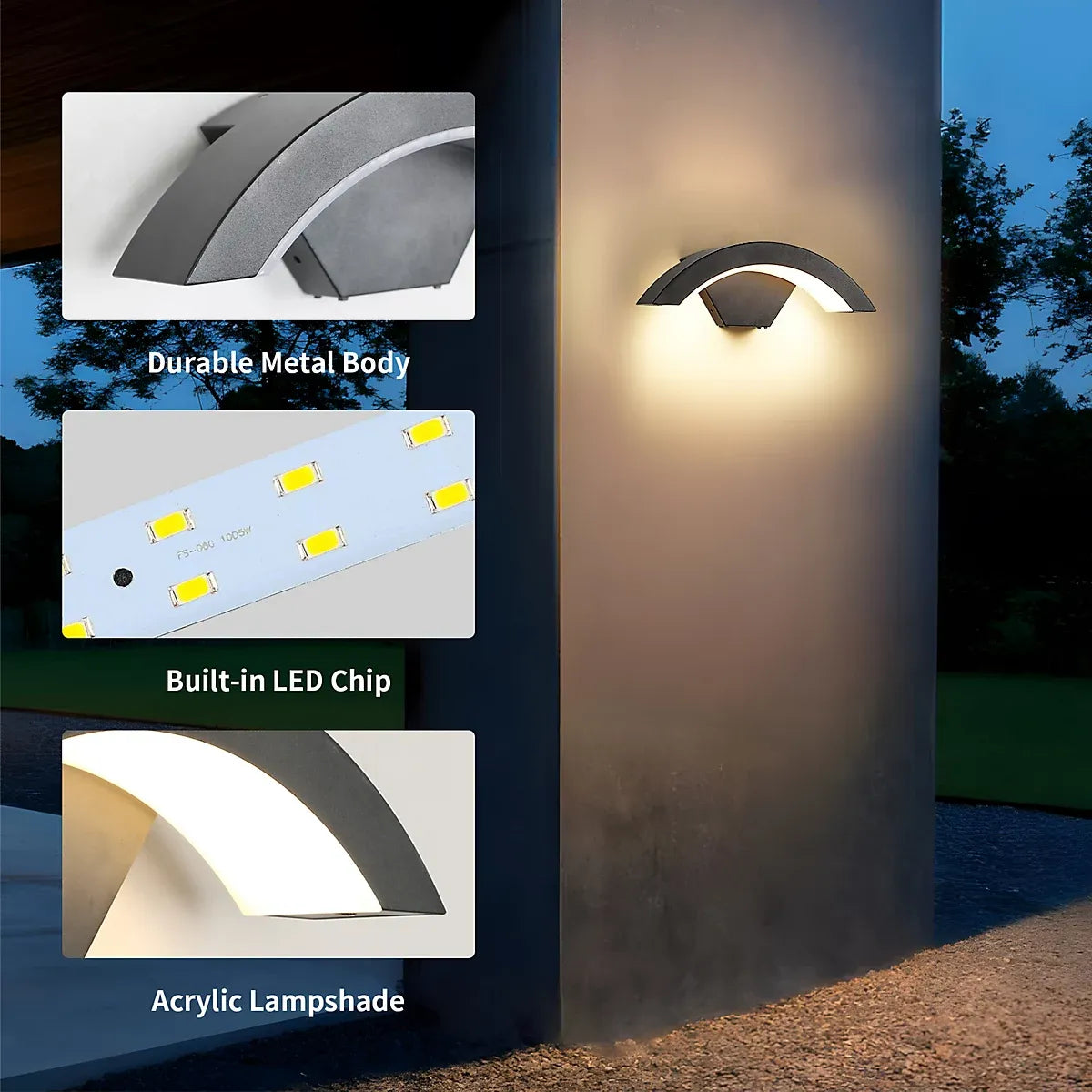 Atlas Curved LED Outdoor Wall Light