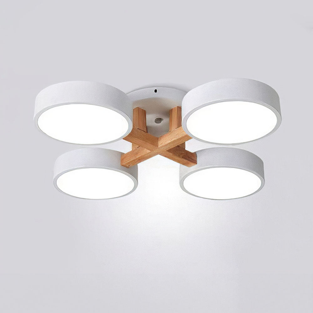 Modern Iron Wood LED Bedroom Ceiling Light