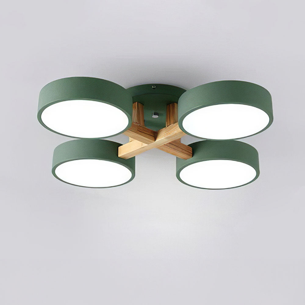 Modern Iron Wood LED Bedroom Ceiling Light