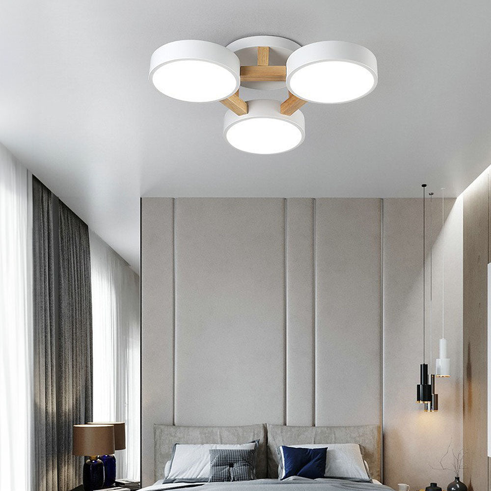 Modern Iron Wood LED Bedroom Ceiling Light