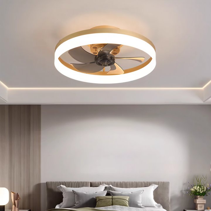 Modern Low Profile Ceiling Fan with Light 6 Speeds Reversible DC Motor Fan Light