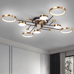 Circles Creative LED Gold Living Room Ceiling Light