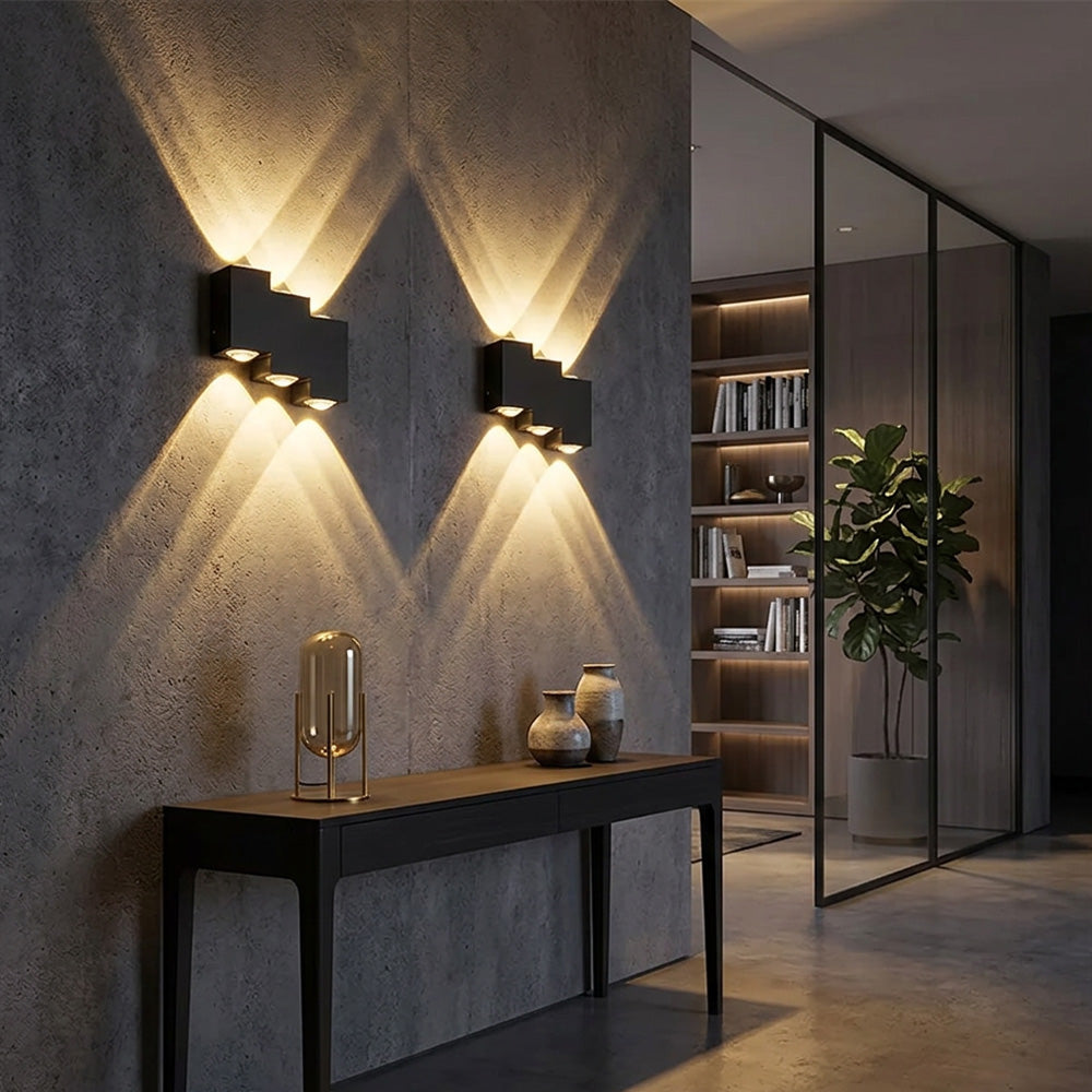 Modern Stepped Aluminium LED Outdoor Wall Lights for Entryway