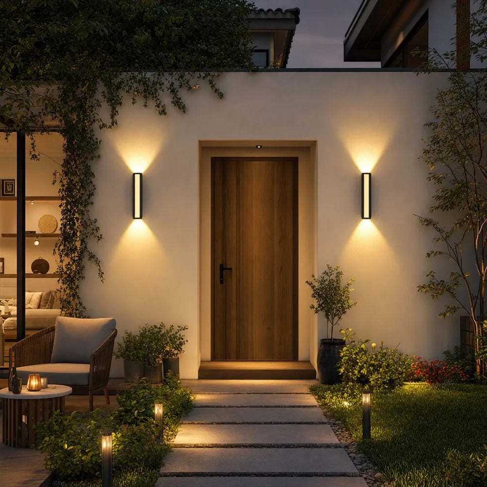 Set of 2 Modern Aluminium Up-and-Down LED Outdoor Wall Light