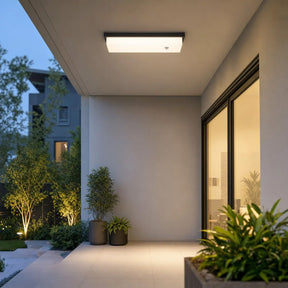 IP65 Rectangular Motion Sensor Aluminium PC Outdoor Ceiling Light for Entryway