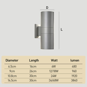 IP65 Cylindrical Aluminium Led Outdoor Wall Lights For Garden Exterior