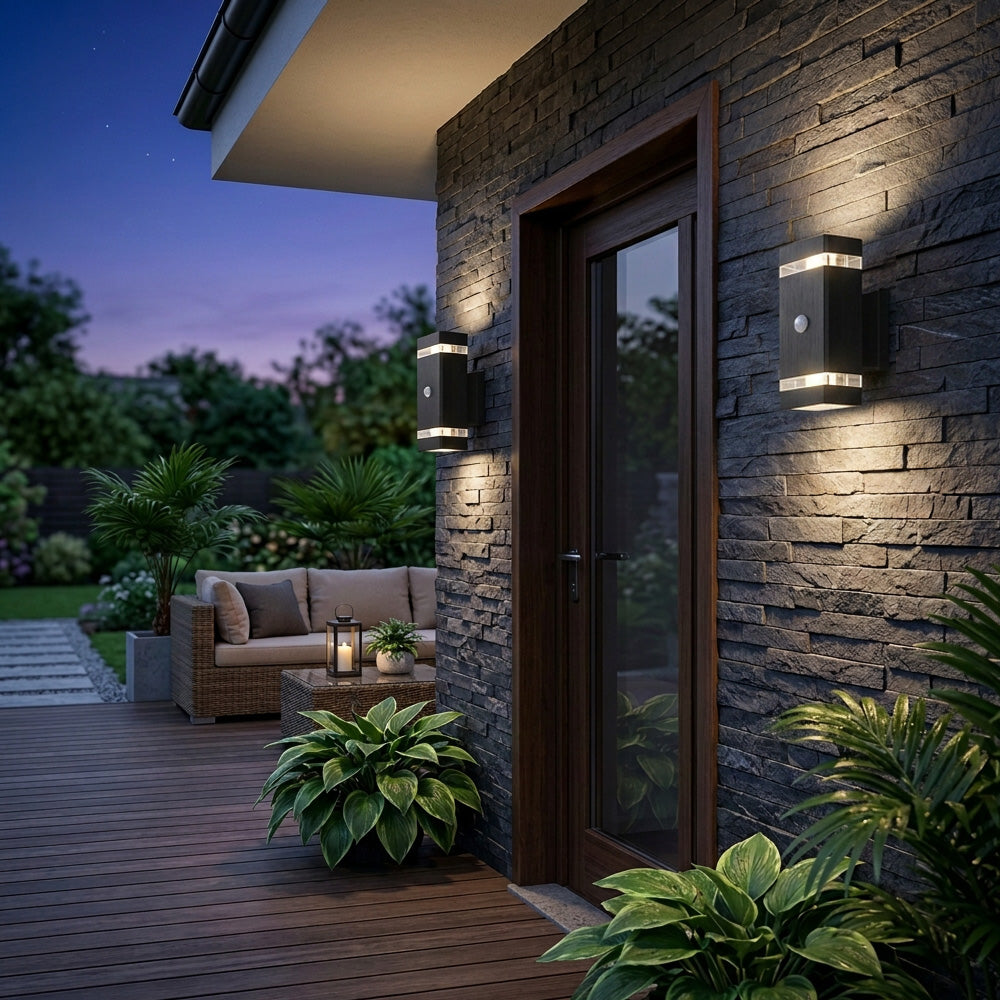 Modern Layered Outdoor Wall Lights with Optional PIR Sensor for Porch Patio
