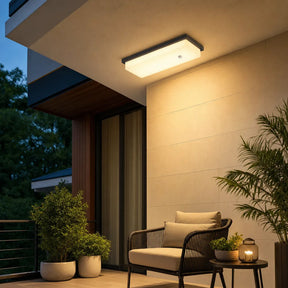 IP65 Rectangular Motion Sensor Aluminium PC Outdoor Ceiling Light for Entryway