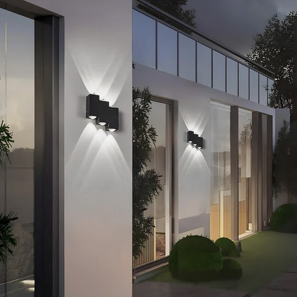 Modern Stepped Aluminium LED Outdoor Wall Lights for Entryway