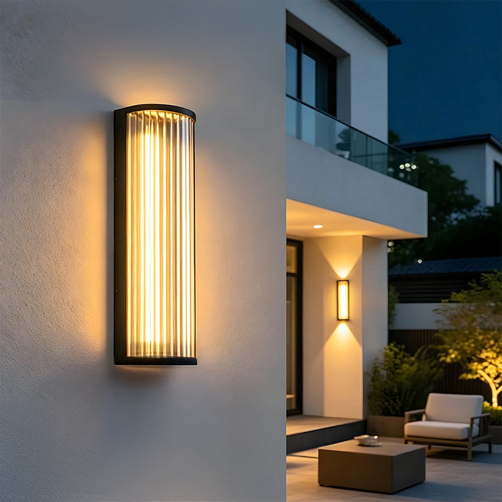 Modern Vertical Glass Stainless Steel Outdoor Wall Lights for Patio Garden