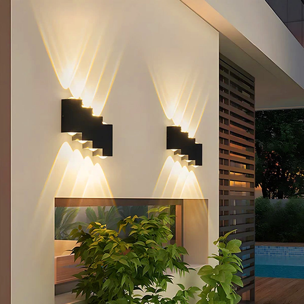 Modern Stepped Aluminium LED Outdoor Wall Lights for Entryway