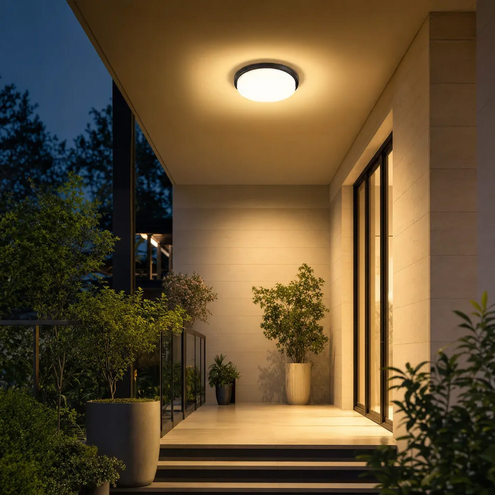 IP65 Round Aluminum Craft and PC LED Ceiling Light for Patio