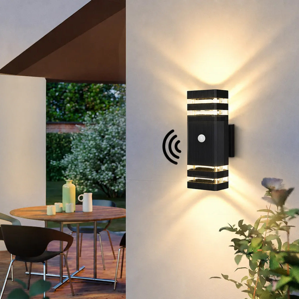 Modern Layered Outdoor Wall Lights with Optional PIR Sensor for Porch Patio